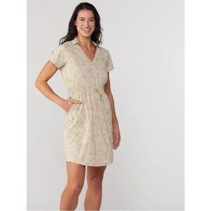 REI Co-op Trailmade Dress Medium Tan Abstract Hiking Travel Outdoor Pockets